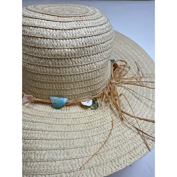 Panama Jack Floppy Paper Braid Bucket Hat Seashell Tan Beige Beach Ocean Vaca OS - Picture 4 of 8